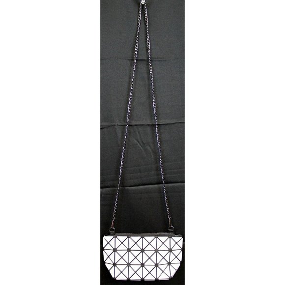 White Triangle Prism Geometric Bag Crossbody Purse Removable Chain 9.5" x 5" - Picture 2 of 13